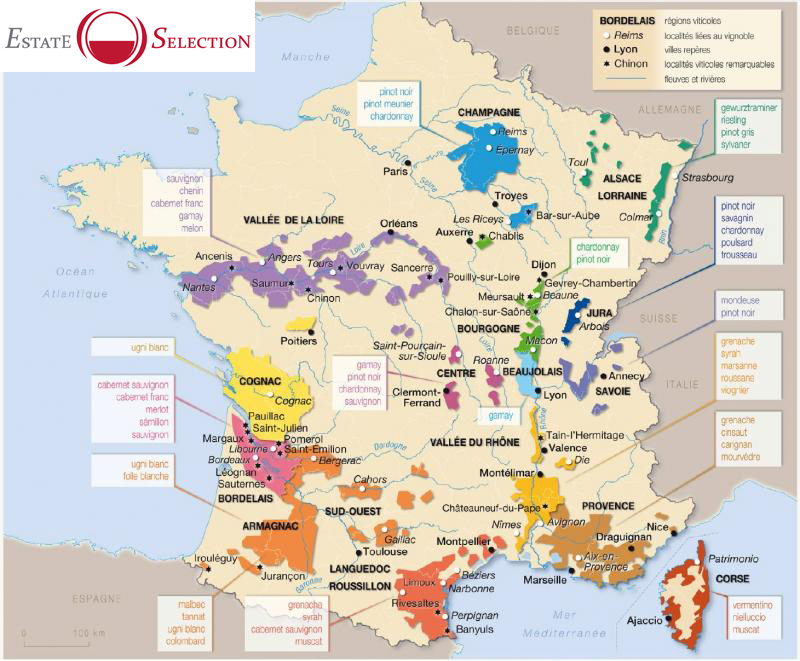 La carte des vins de France